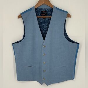 Egara Mens 2XL Skinny Fit Stretch Separates Light Blue Suit Vest Waistcoat Lined